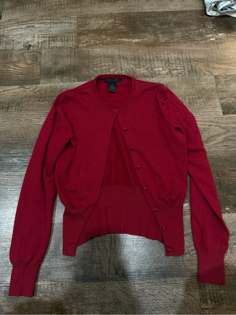 The Limited Red Crewneck Button-Front Women's Cardigan